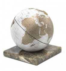 Glob pamantesc de birou cu baza patrata din marmura - Stone White 22 cm foto