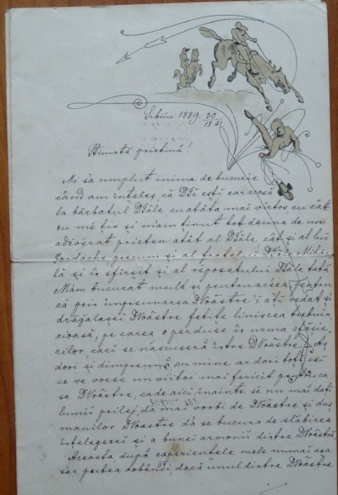Scrisoare a lui Ion Maxim, Sibiu, 1889