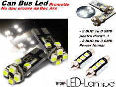 Set 2 leduri Pozitie 8 SMD + 2 leduri Numar 3 SMD - CanBus - Fara eroare bec ars - Promo foto