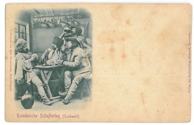3706 - Ciobani la carciuma, ETHNIC, Shepherds, Litho - old postcard - unused foto