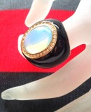 Inel -marimea 6 - placat cu aur 18K si Swarovski-GRAVAT