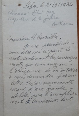 Scrisoare diplomatica in franceza, Sofia, Bulgaria; Legatia turca Ankara, 1934 foto
