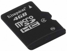 MicroSD 4GB clasa 4 + adaptor Kingston SDC4/4GB foto