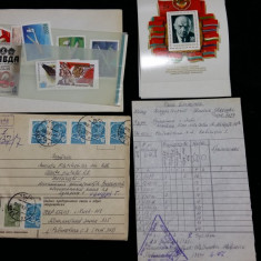 URSS - TIMBRE VECHI - TRIMISE DIN URSS PRIN POSTA CU OPIS FACTURA -LOT DE 13 BUC