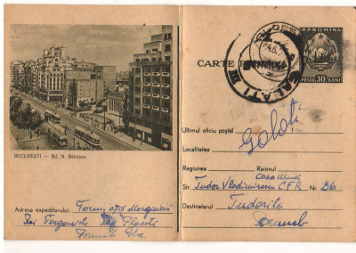 CPI (B8071) CARTE POSTALA - BUCURESTI. Bd. NICOLAE BALCESCU, TRAMVAI foto