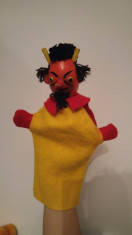 Marioneta papusa manuala teatru de papusi: drac, Mefisto, cap lemn, corp textil foto