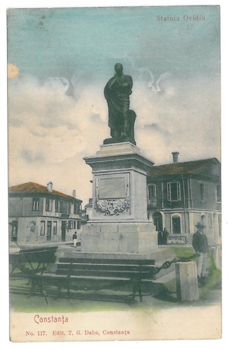 3737 - CONSTANTA, Ovidiu statue - old postcard - unused - 1922