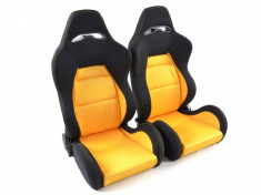 Set scaune auto sport galben cu negru DP025 - SSA49036 foto