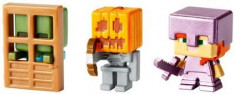 Set 3 Figurine Minecraft Alex W/Enchantedarmour Skeleton W/Pumpkin And Zombie At Door foto