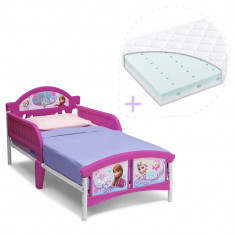 Set pat cu cadru metalic Disney Frozen si saltea pentru patut Dreamily - 140 x 70 x 10 cm foto