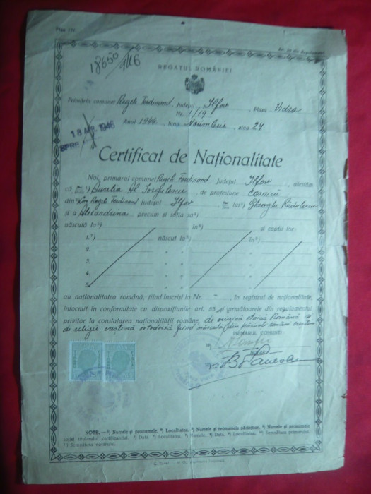 Certificat de Nationalitate 1944