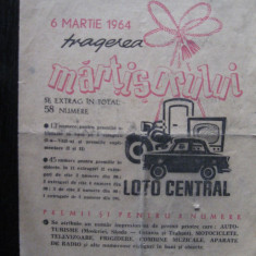 Loteria Romana - 6 martie 1964, prospect,prezentare tragerea martisorului