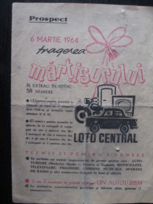 Loteria Romana - 6 martie 1964, prospect,prezentare tragerea martisorului foto