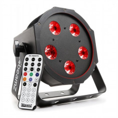 BEAMZ BFP120 FLATPAR, 5 x 8 W LED-uri RGB, Lampa Led 4-in-1, DMX, telecomanda IR foto