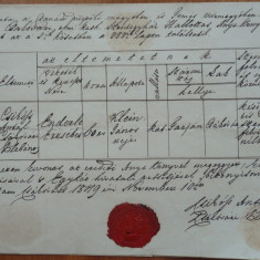 Document din Transilvania , cu sigiliu , 1849 , Ardeal