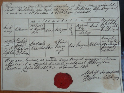 Document din Transilvania , cu sigiliu , 1849 , Ardeal foto