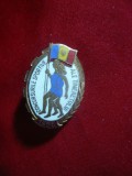 Insigna Concursurile Sportive ale Tineretului 1955 , metal si email ,h= 3,1 cm