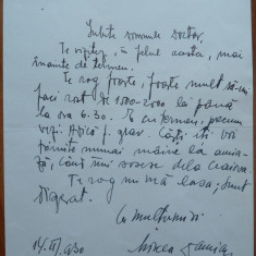 Scrisoare a scriitorului Mircea Damian , autorul lucrarii Bucuresti , 1930