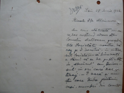 Scrisoare olografa a scriitoarei Constanta Hodos , Sibiu , 1922 foto