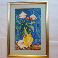NICOLAI CONSTANTIN - pictor ( artist ) iesean -tablou- Vas cu flori - acuarela foto