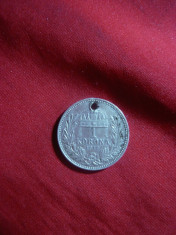 Moneda 1 kor. 1912 Ungaria Fr.Josef ,argint , gaurita -folosita ca medalion foto