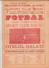 Program meci fotbal SC BACAU - OTELUL GALATI 25.09.1988 foto