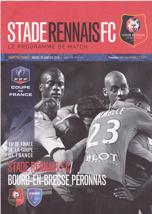 Program meci STADE RENNAIS - BOURG-EN-BRESSE PERONNAS 19.01.2016 (Cupa Frantei)