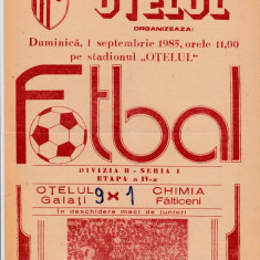Program meci fotbal OTELUL GALATI - CHIMIA FALTICENI 01.09.1985