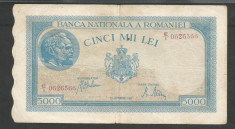 ROMANIA 5000 5.000 LEI 28 Septembrie 1943 [7] P-55 foto