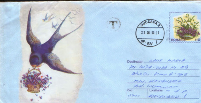Intreg postal 1999 circulat - Randunele