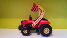 Masinuta tabla Tractor rosu cu cupa excavator Buddy L Big Bruiser 1988, foto