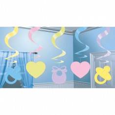 5 Decoratiuni Botez Spirale Colorate 61cm Baby Shower foto