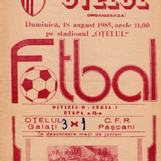 Program meci fotbal OTELUL GALATI - CFR PASCANI 18.08.1985