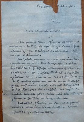 Scrisoare a Lui Eugen Brote , om politic , catre Dimitrie A. Sturdza , 1905 foto