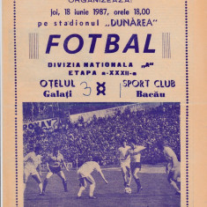 Program meci fotbal OTELUL GALATI - SC BACAU 18.06.1987