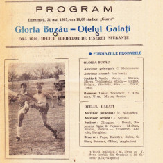 Program meci fotbal GLORIA BUZAU - OTELUL GALATI 31.05.1987