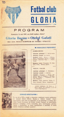 Program meci fotbal GLORIA BUZAU - OTELUL GALATI 31.05.1987 foto