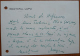 Bilet scris de Dr. Nicolae Lupu , membru marcant al PNT , interbelic