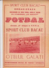 Program meci fotbal SC BACAU - OTELUL GALATI 25.05.1988