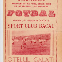 Program meci fotbal SC BACAU - OTELUL GALATI 25.05.1988