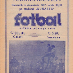 Program meci fotbal OTELUL GALATI - CSM SUCEAVA 06.12.1987