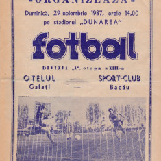 Program meci fotbal OTELUL GALATI - SC BACAU 29.11.1987