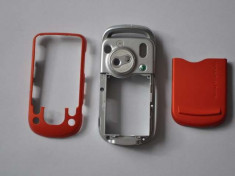 Carcasa Originala Sony Ericsson W600 3 Piese Swap - Argintie Portocalie foto