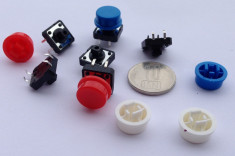 Buton cu capac rotund 12x12x7.3mm Arduino ( culoare: ROSU ) foto