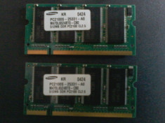 Kit memorie laptop 1G DDR1 Samsung 512MB X2 266 MHz PC2100 foto