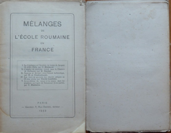 Școala rom&acirc;nească din Franța , Paris , 1923