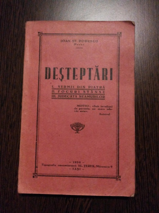 DESTEPTARI - Ioan st. Popescu (autograf) - Tip. Concesionara, Iasi, 1936, 383 p.