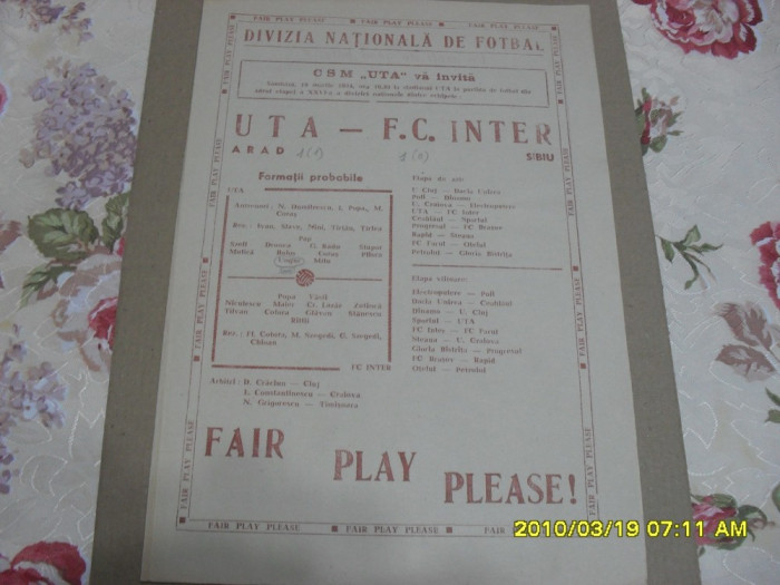 program UTA - Inter Sibiu