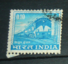 Timbru circulat vechi Istorie Tren Locomotiva INDIA 2+1 gratis RBK20907 foto