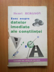 e2 Henri Bergson ? Eseu asupra datelor imediate ale constiintei foto